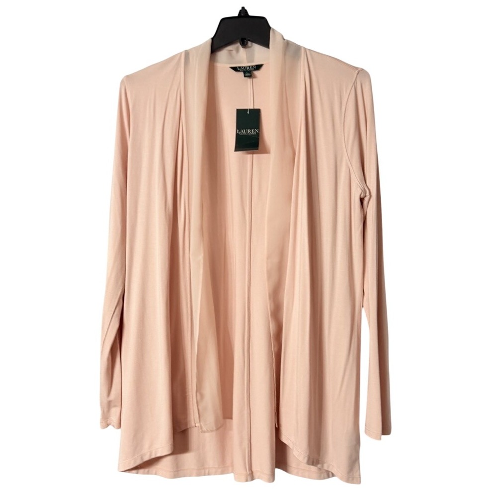 NWT Lauren Ralph Lauren LRL Womens Long Sleeve Open Front Top Blouse Shirt Large